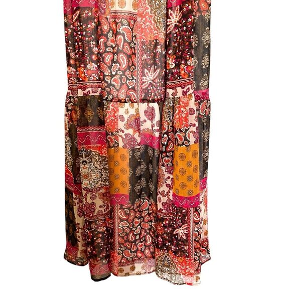 Piper and Scoot Pink Red Paisley Bohemian Sleeveless Maxi Dress Size XS - Picture 5 of 9